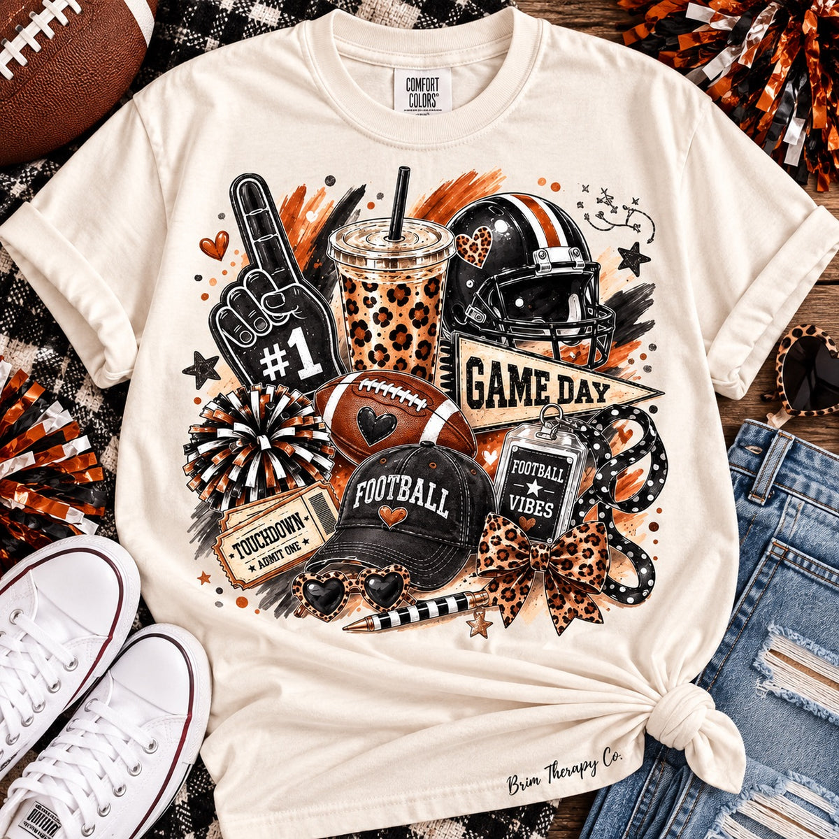 Game Day Football & Leopard Print Graphic Tee