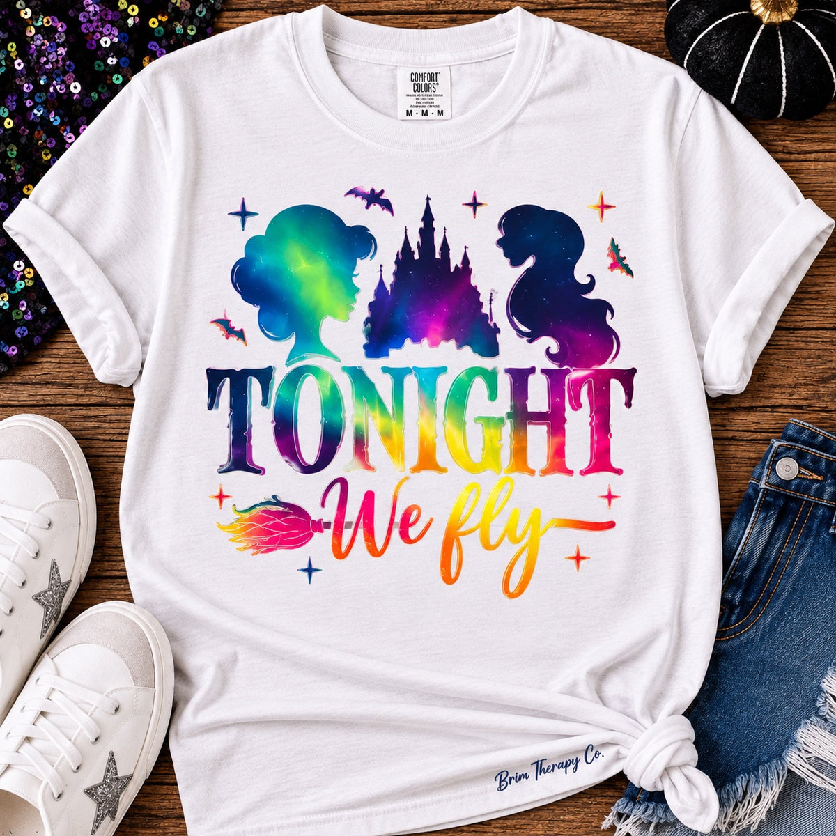 Tonight We Fly Halloween Witchy Graphic Tee