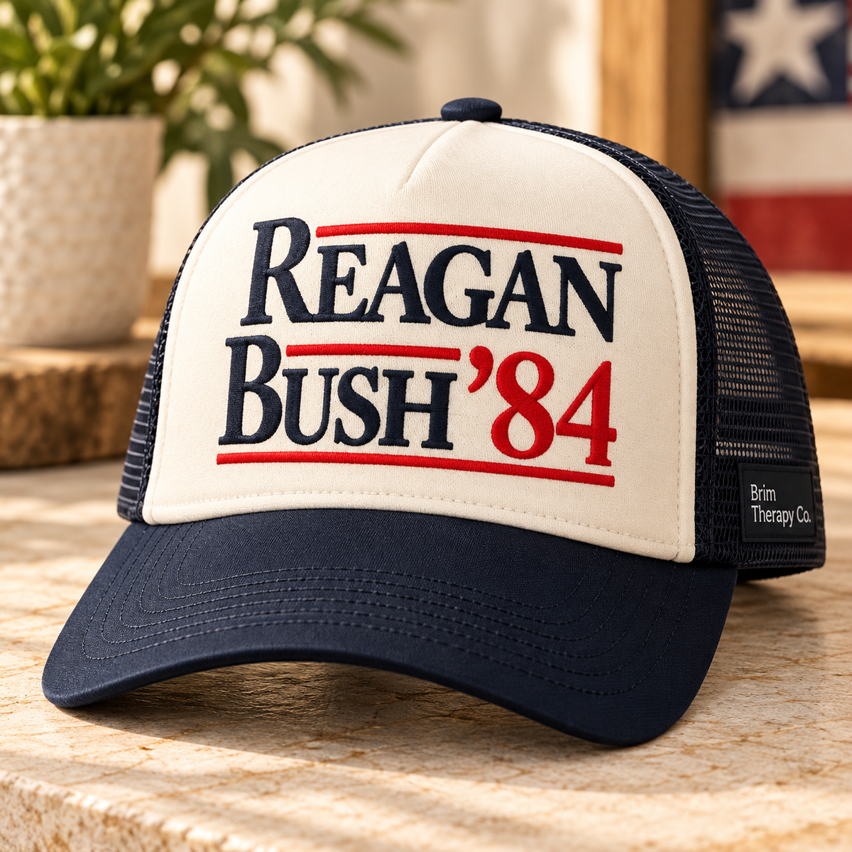 Reagan Bush 84 Vintage Political Trucker Hat