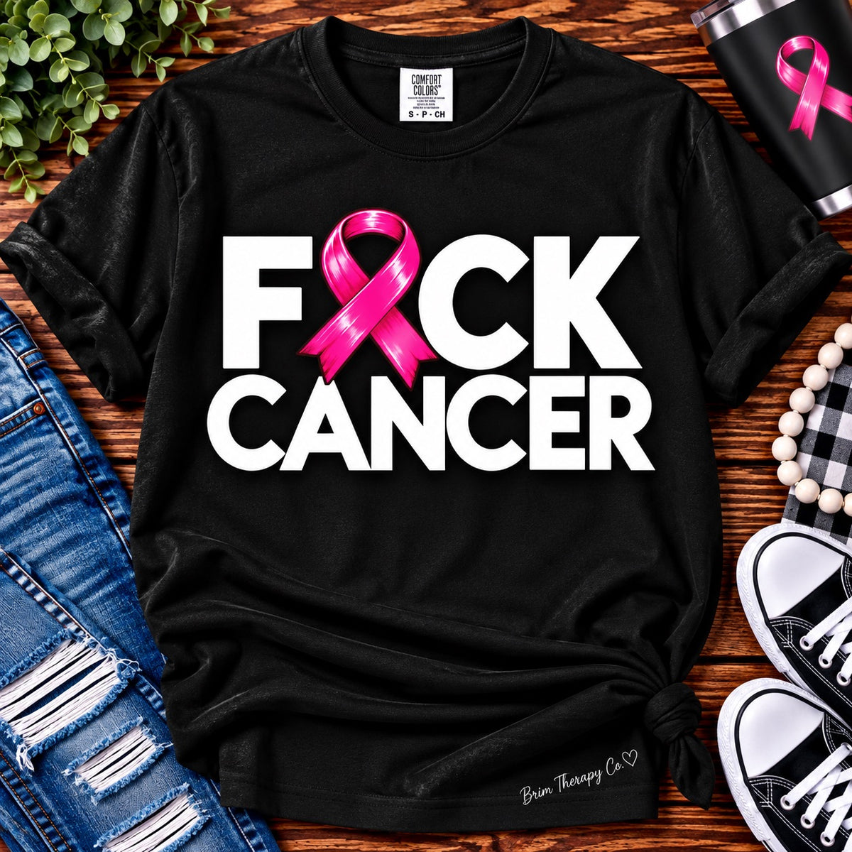 F*ck Cancer Pink Ribbon Awareness Graphic Tee