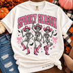 Spooky Season Pink Cowgirl Skeleton Graphic Tee