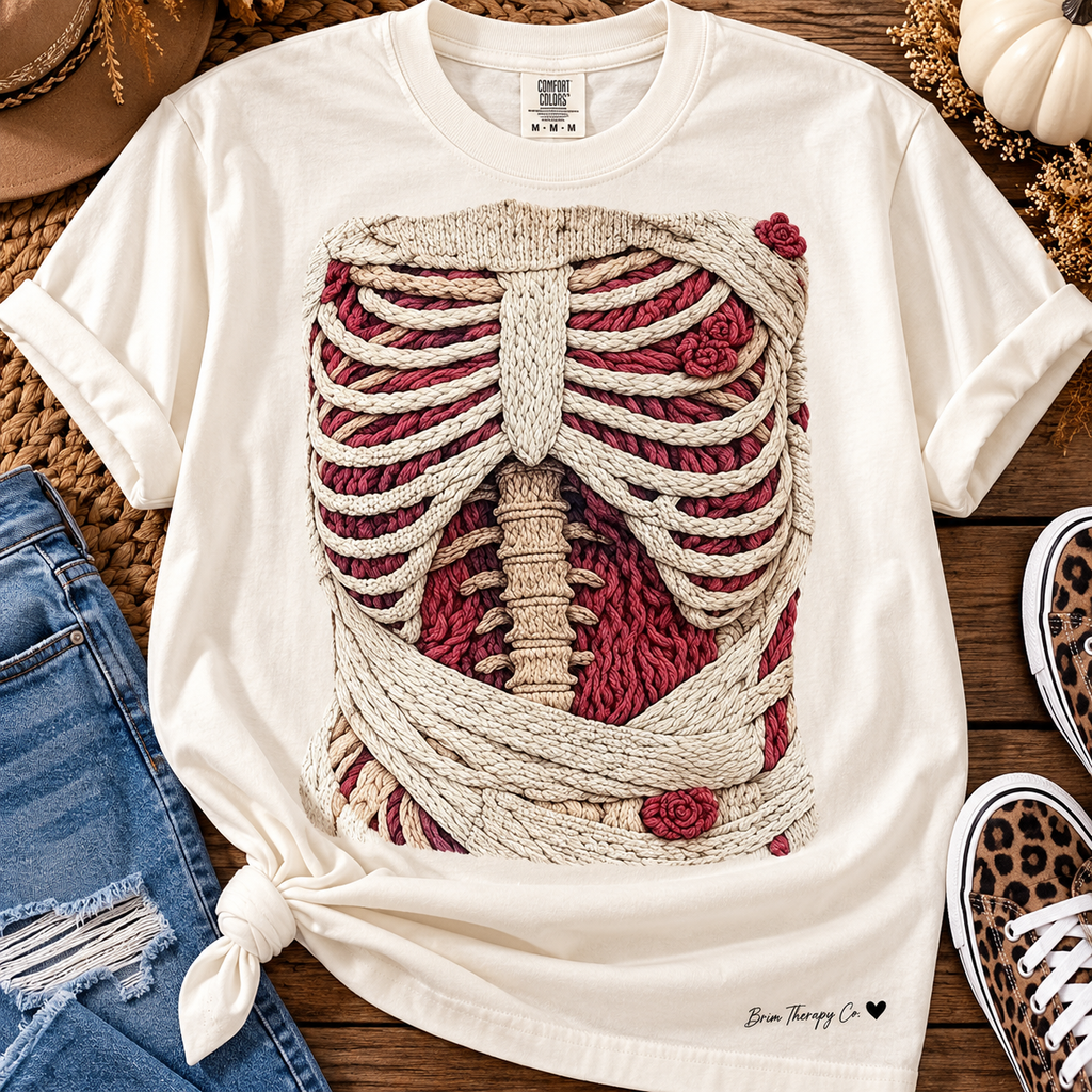 Crochet Skeleton Rib Cage Graphic Tee