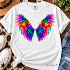 Dolly Parton Coat of Many Colors Angel Wings Graphic Tee
