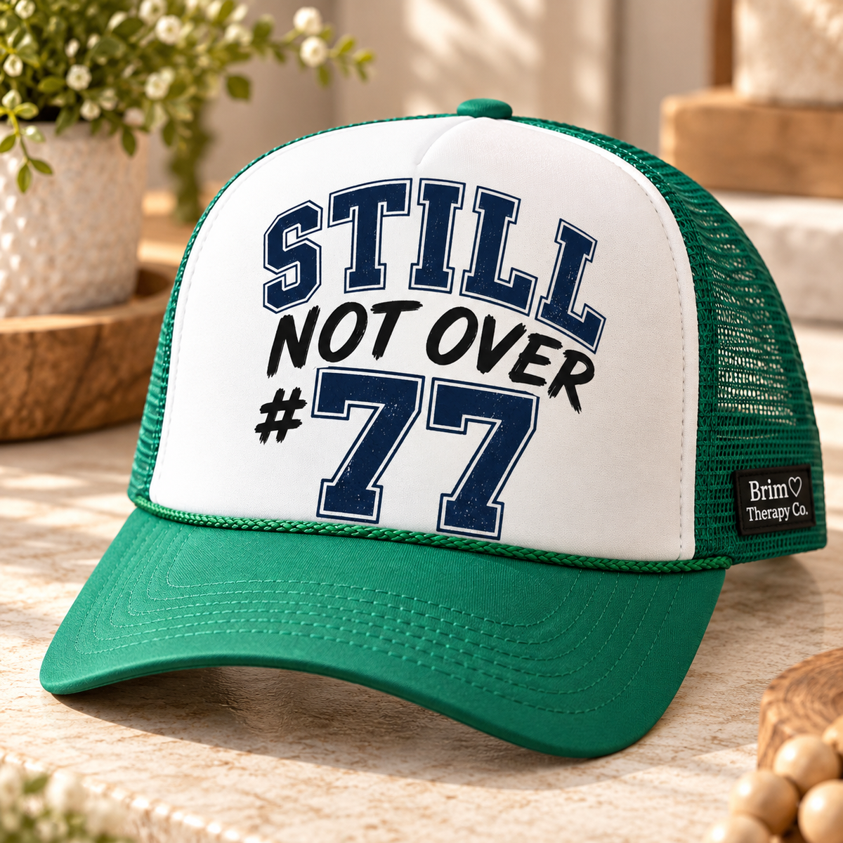 Still Not Over #77 Luka Doncic Dallas Mavericks Trucker Hat