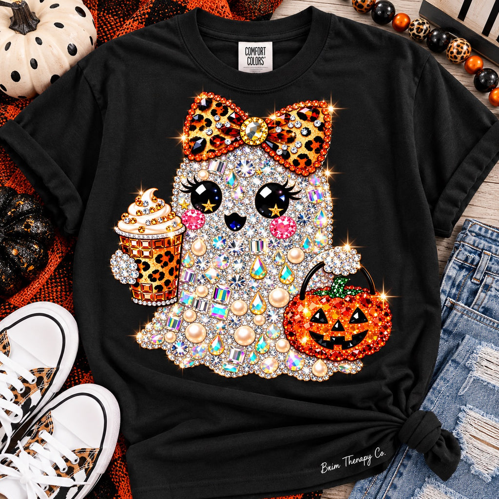 Bling Ghost Halloween Graphic Tee