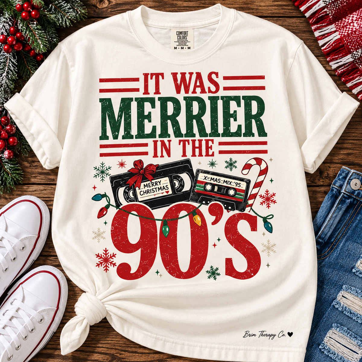 It Was Merrier in the 90s Retro Christmas Graphic Tee
