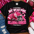 Oklahoma Sooners We Wear Pink Football Graphic Tee