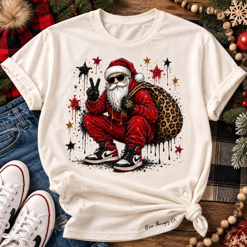 Street Style Santa Christmas Graphic Tee