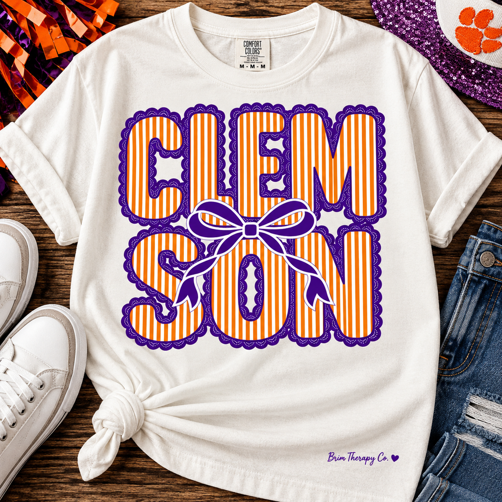 Clemson Tigers Bow Retro Game Day Graphic Tee