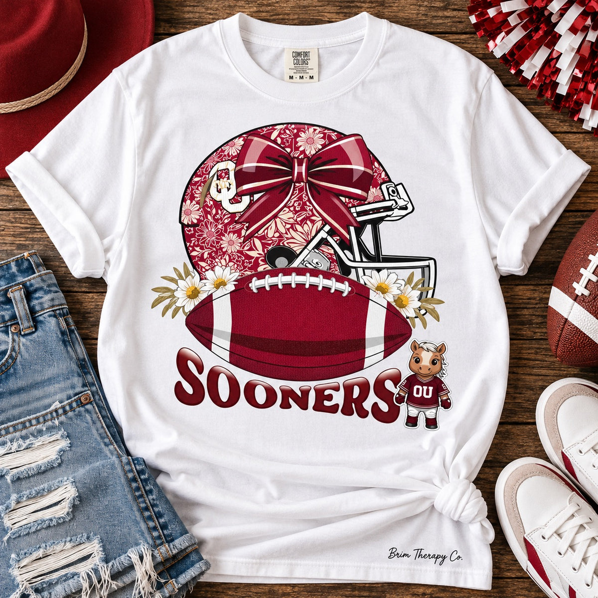 Oklahoma Sooners Floral Football Tee