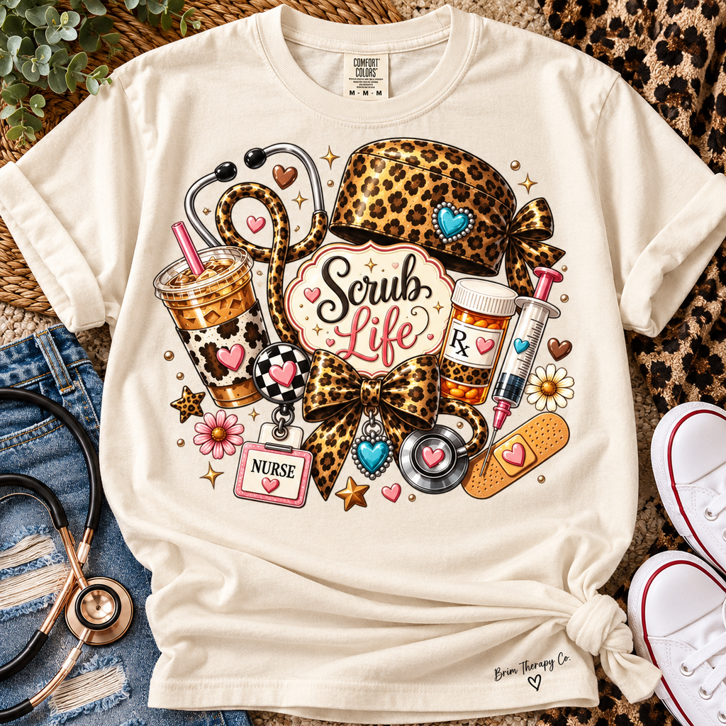 Scrub Life Leopard Print Nurse Graphic Tee