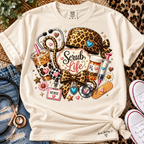 Scrub Life Leopard Print Nurse Graphic Tee