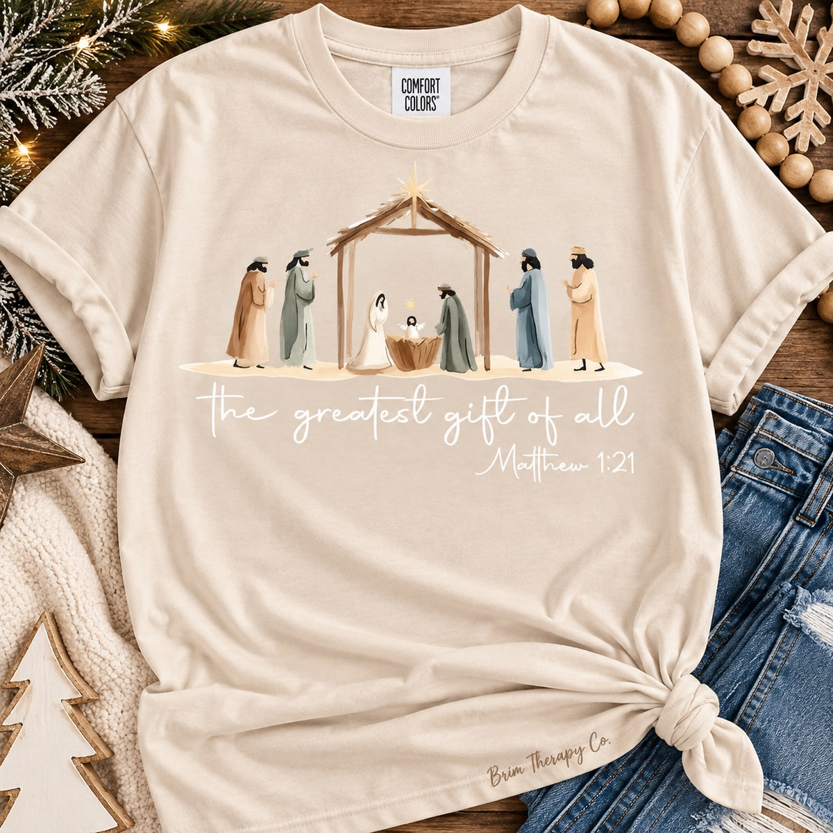 The Greatest Gift Nativity Christmas Graphic Tee