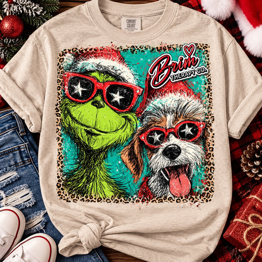 Grinch and Max Christmas Graphic Tee – Retro Holiday Style