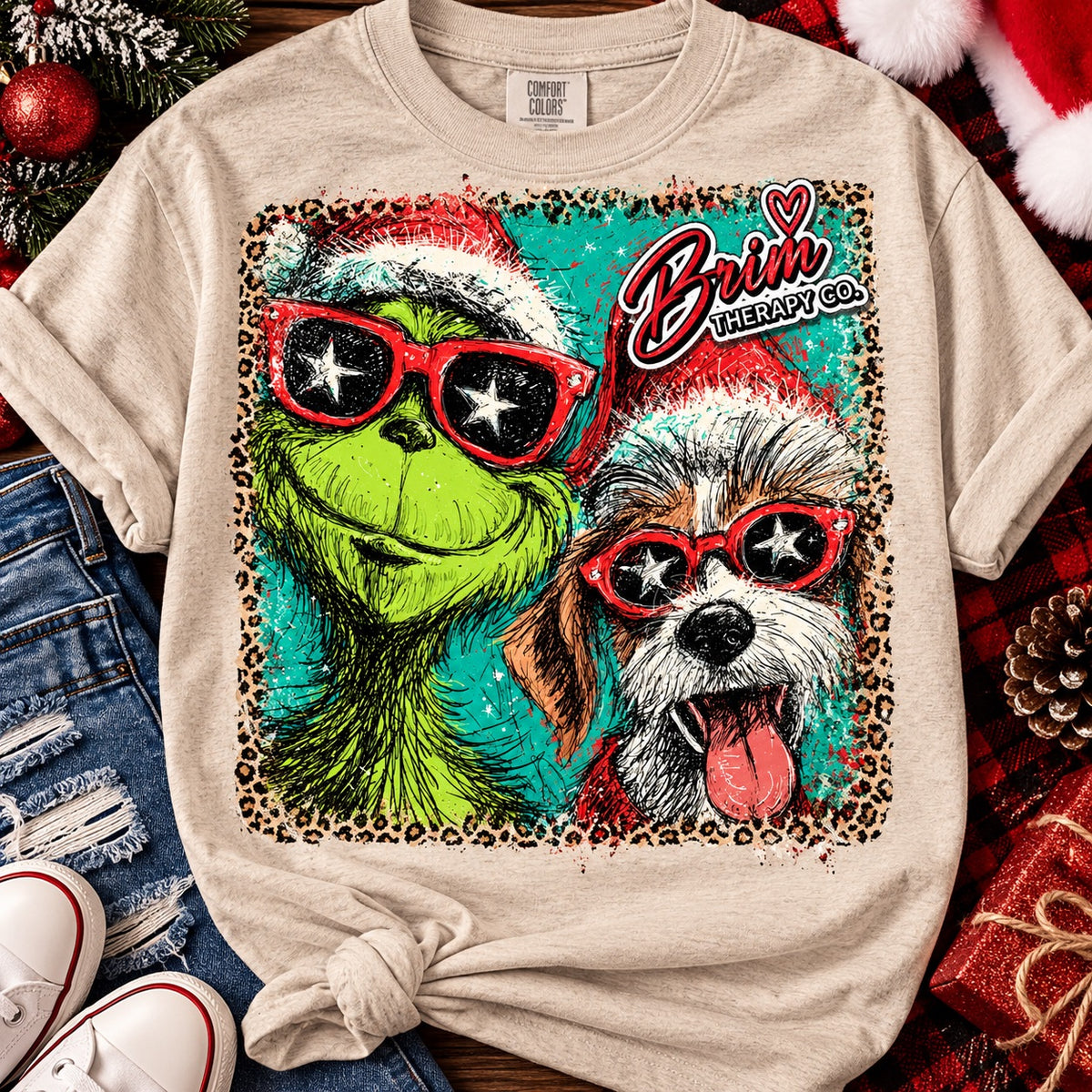 Grinch and Max Christmas Graphic Tee – Retro Holiday Style
