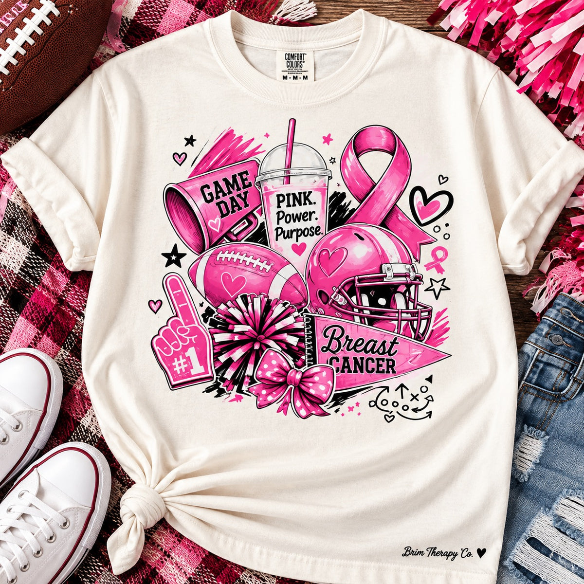 Pink Power Game Day Breast Cancer Awareness Tee