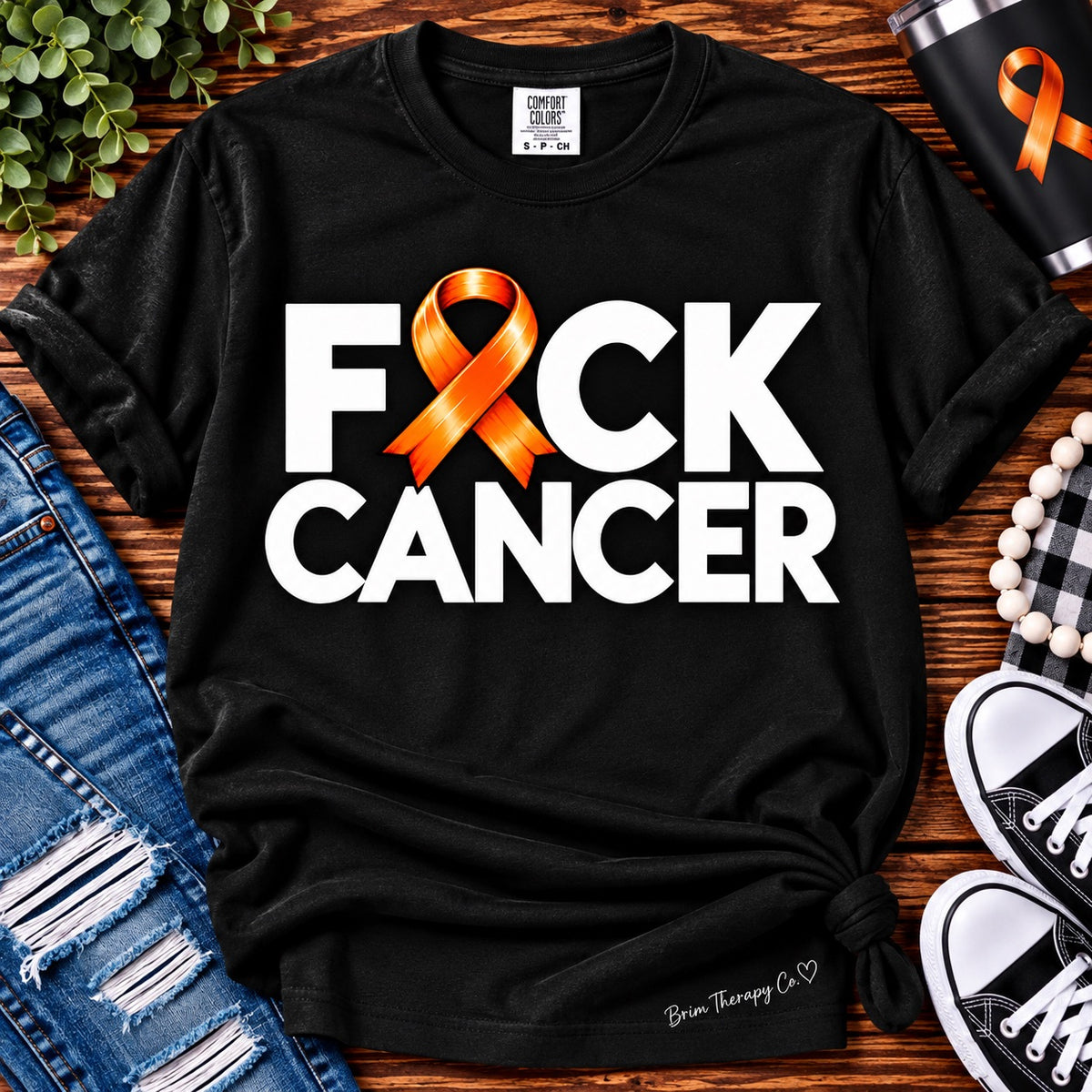 F*ck Cancer Orange Ribbon Awareness Graphic Tee