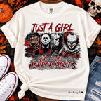 Just a Girl Who Loves Horror Movies Graphic Tee