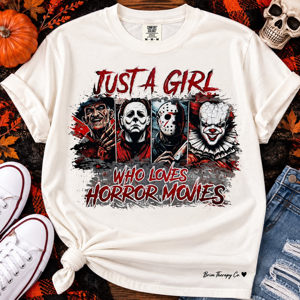 Just a Girl Who Loves Horror Movies Graphic Tee