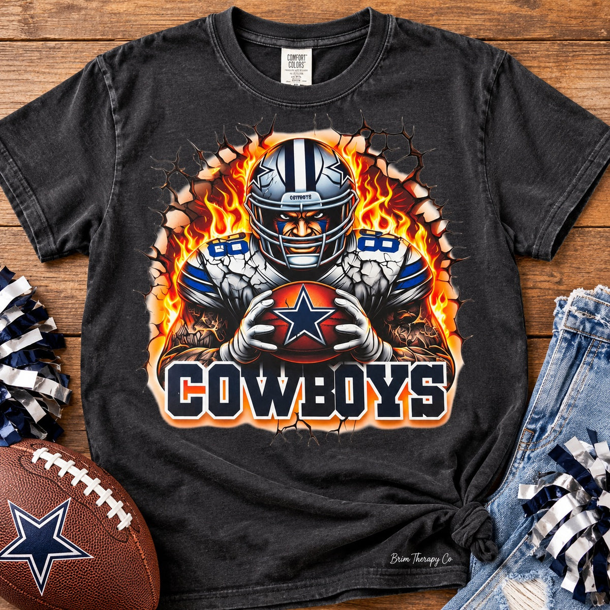 Dallas Cowboys On Fire Graphic Tee