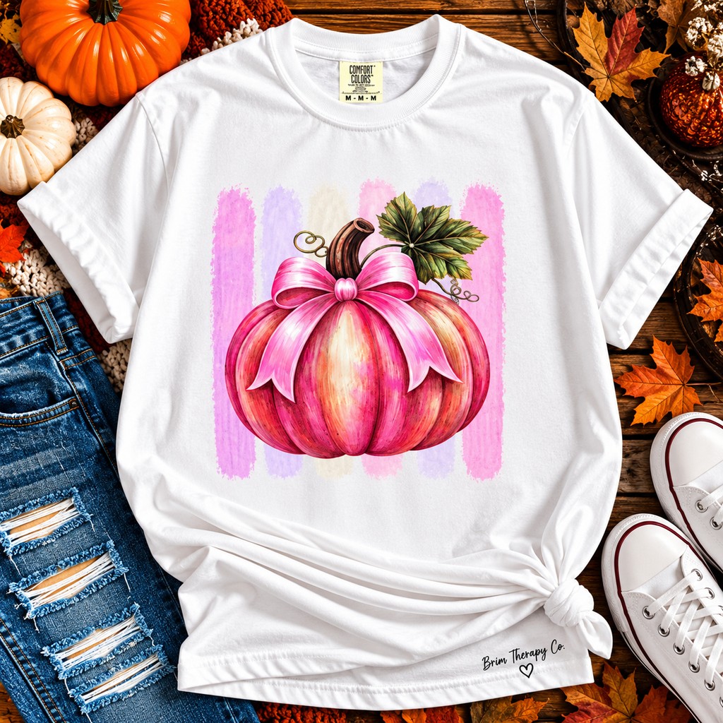 Pretty in Pumpkin Fall Bow Graphic Tee