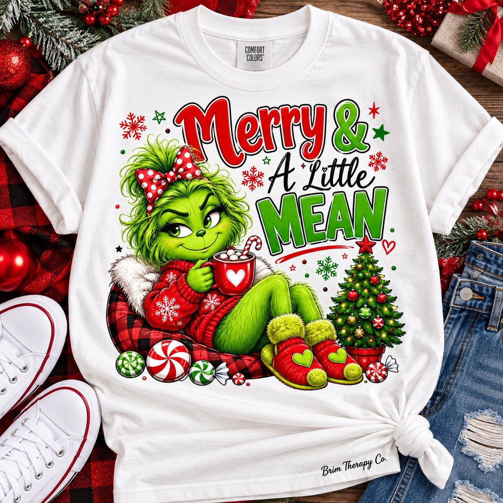 Merry & A Little Mean Grinch Christmas Graphic Tee
