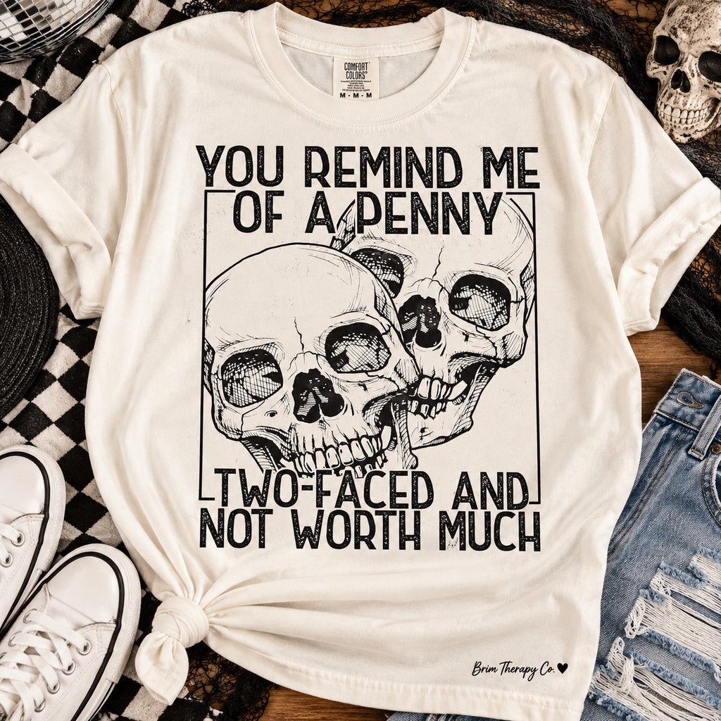Two Faced Penny Skull Graphic Tee