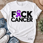 F*ck Cancer Purple Ribbon Awareness Graphic Tee
