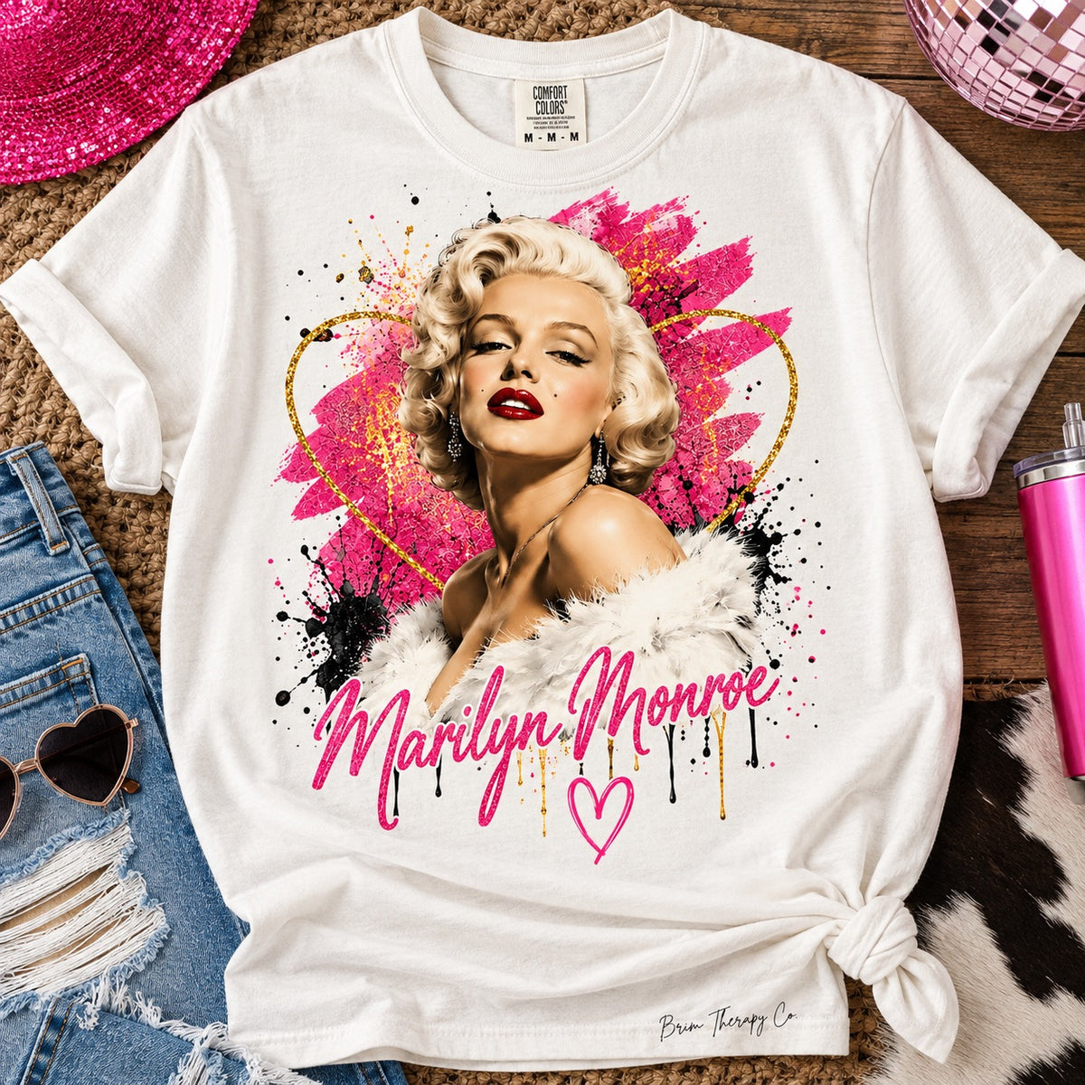 Marilyn Monroe Pink & Gold Graphic Tee
