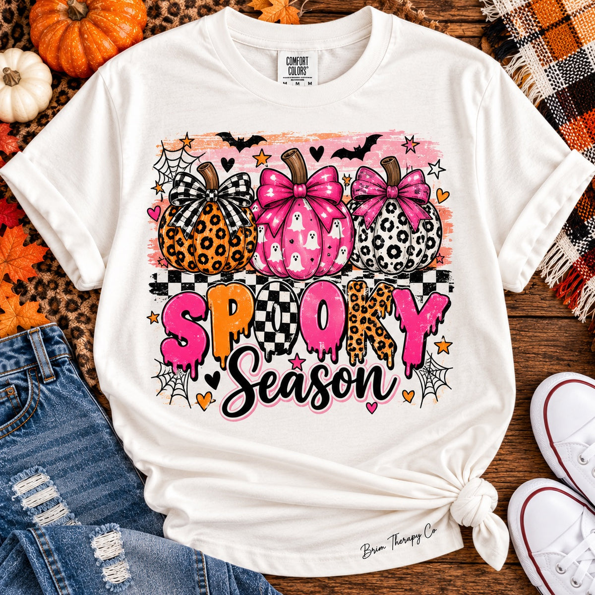 Spooky Season Pink Pumpkin Halloween Graphic Tee