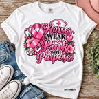 Nurses Wear Pink With Purpose Breast Cancer Awareness Graphic Tee