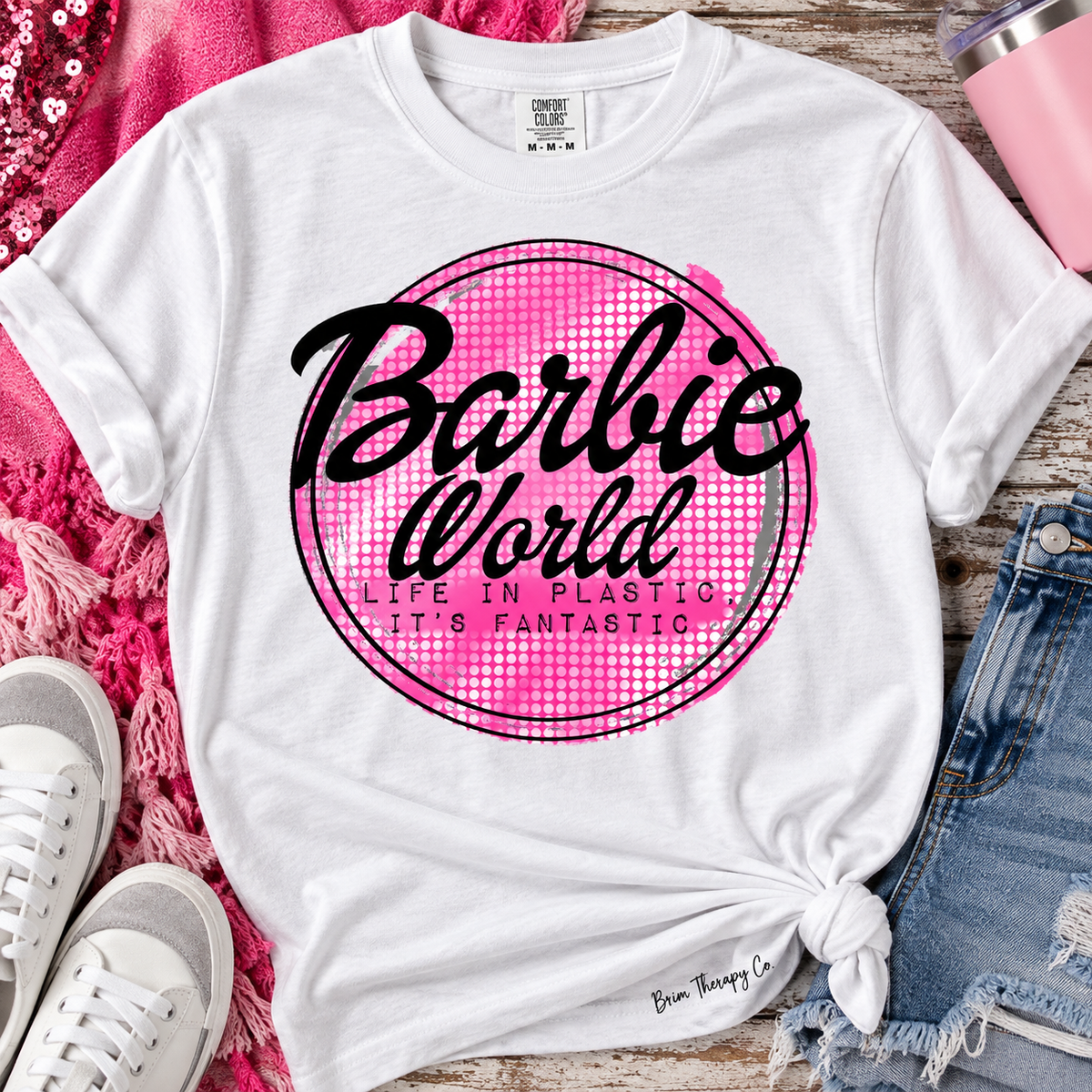 Barbie World Pink Disco Ball Graphic Tee