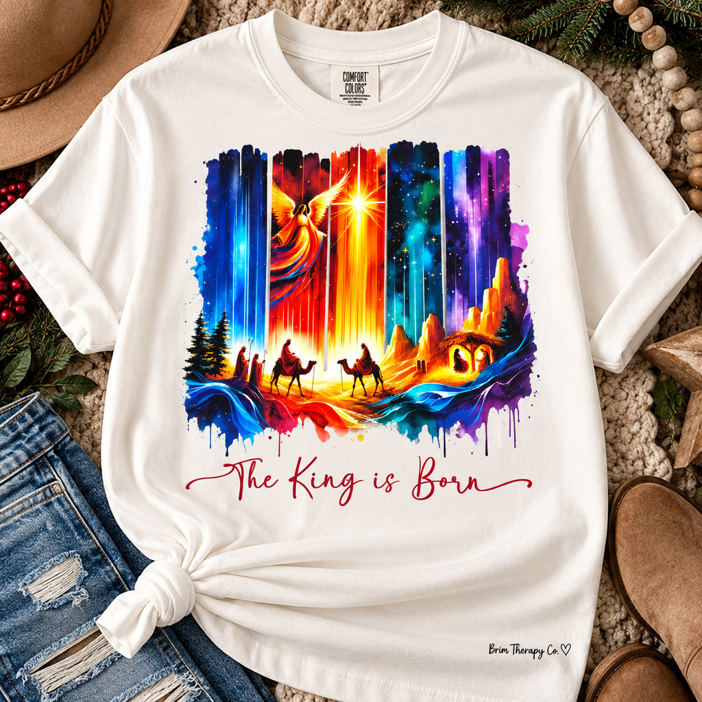 The King Is Born Nativity Christmas Graphic Tee