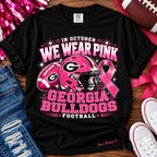 Georgia Bulldogs We Wear Pink Football Graphic Tee