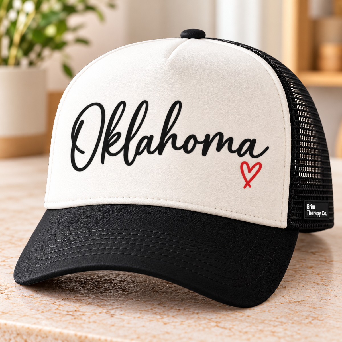 Oklahoma Script Heart Trucker Hat