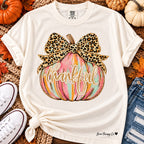 Thankful & Wild Leopard Bow Pumpkin Tee