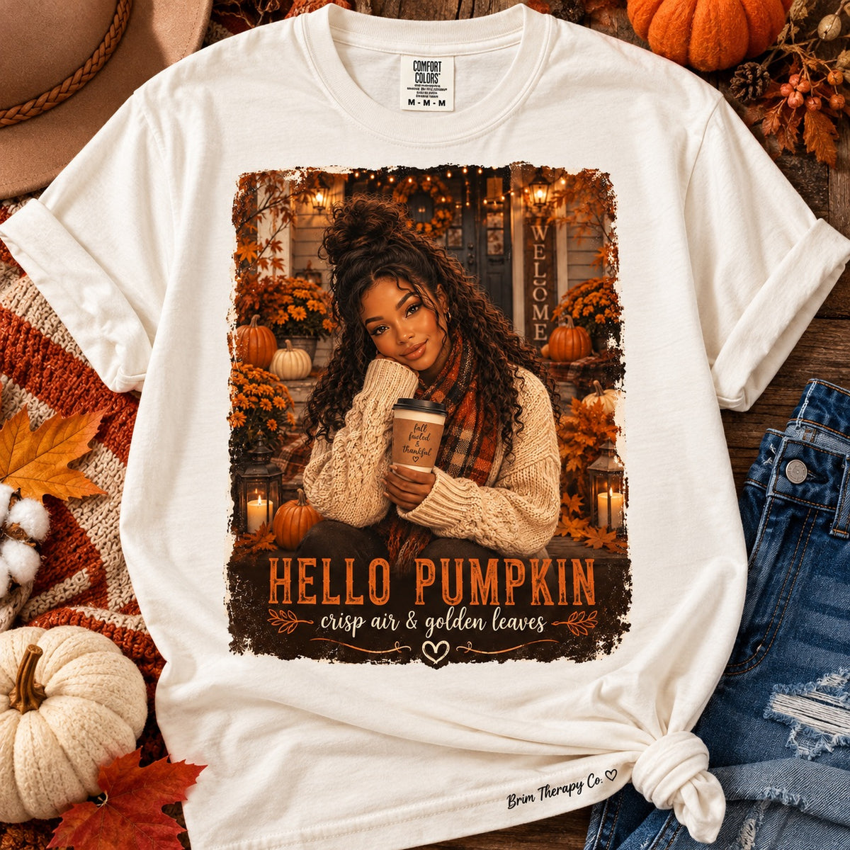 Hello Pumpkin Cozy Fall Graphic Tee