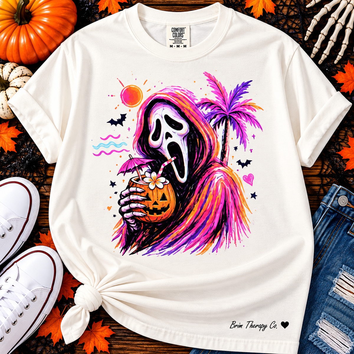 Scream & Sip Tropical Halloween Graphic Tee