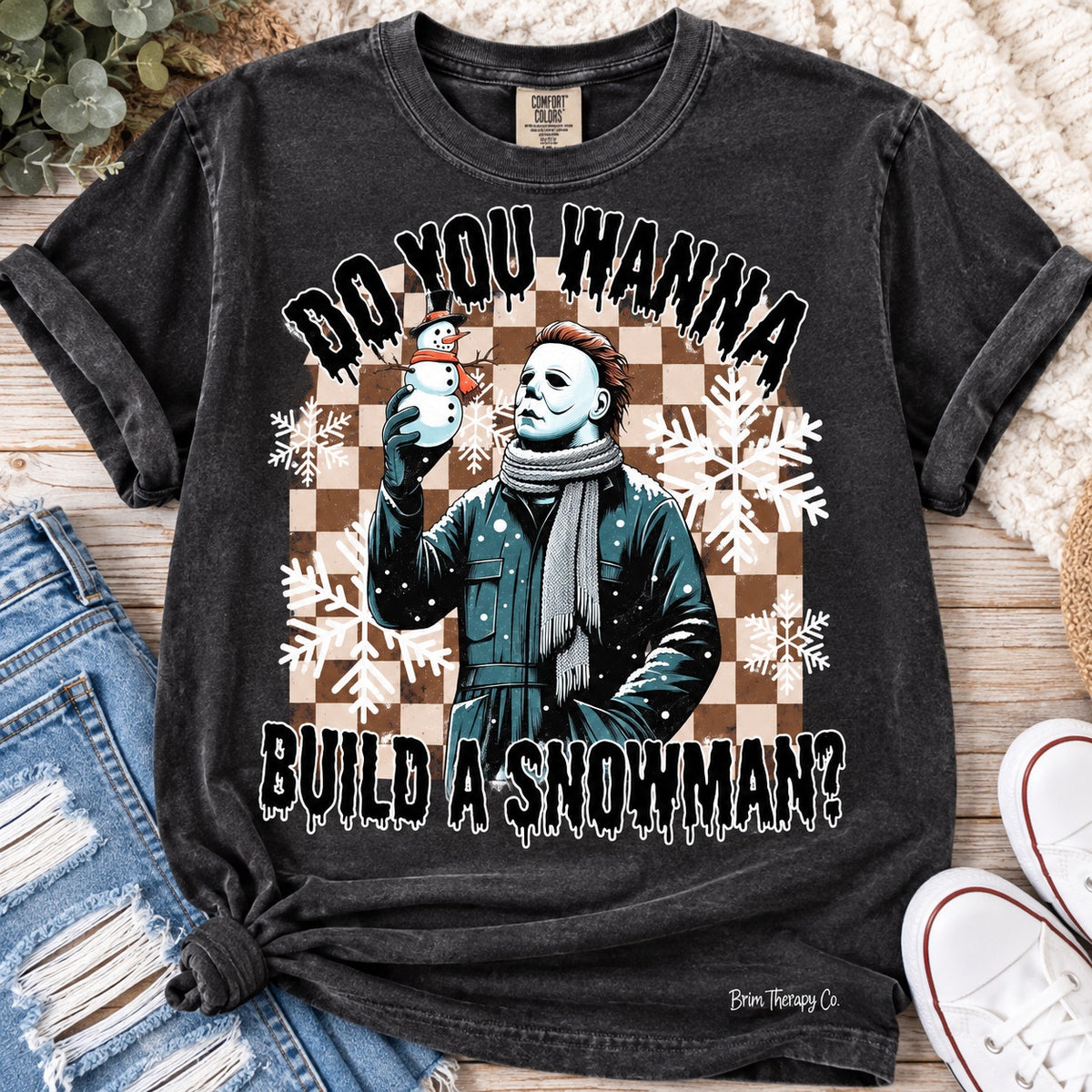 Do You Wanna Build a Snowman Michael Myers Christmas Graphic Tee