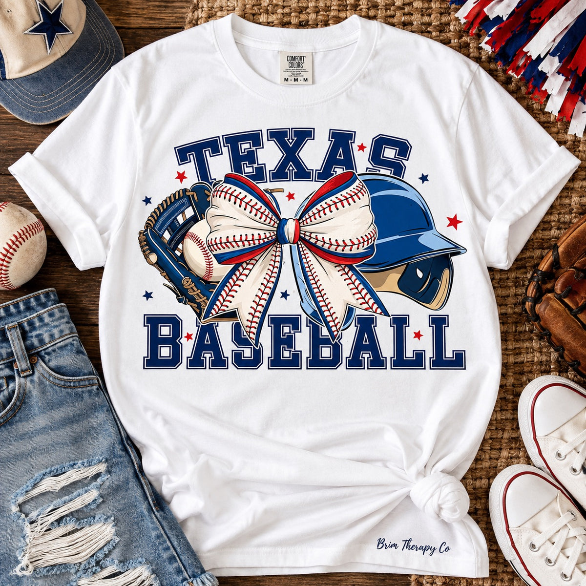 Texas Baseball Bow Graphic Tee