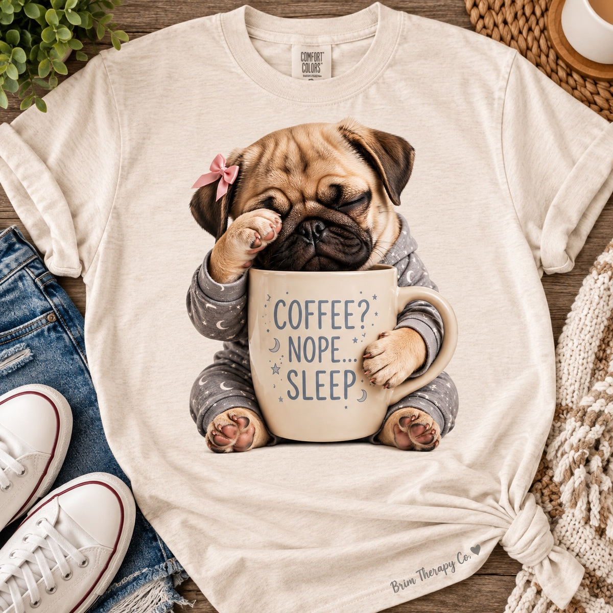 Coffee? Nope. Sleep! Sleepy Pug Graphic Tee