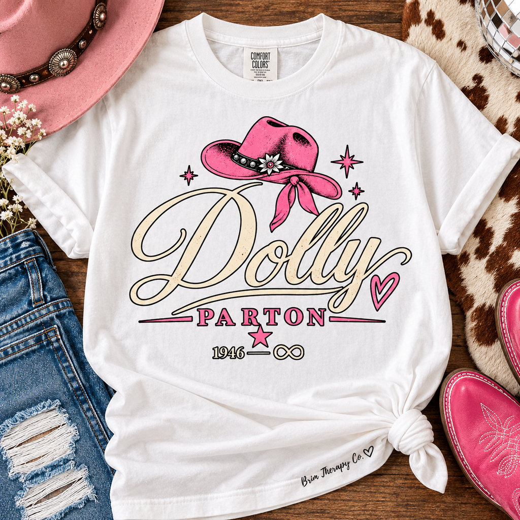 Dolly Parton Pink Cowgirl Hat Graphic Tee