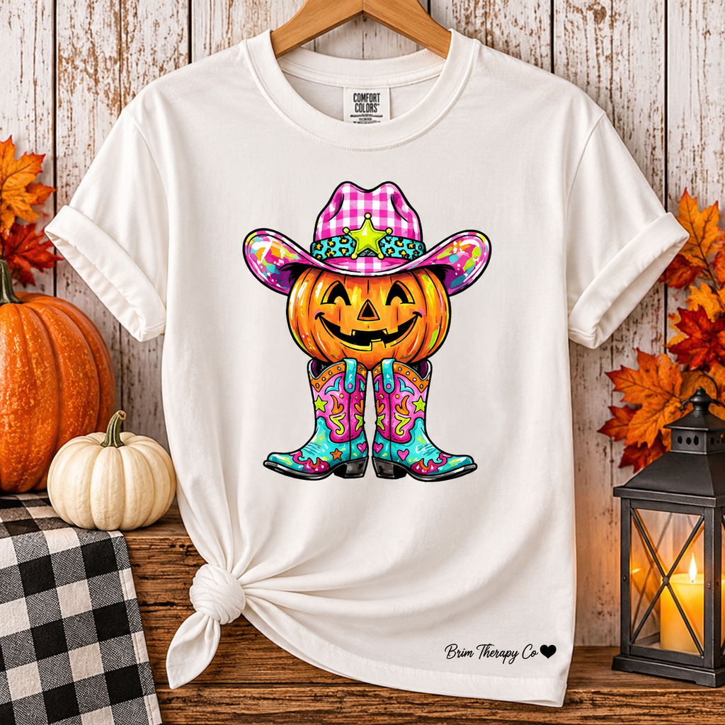 Howdy Pumpkin Cowgirl Halloween Graphic Tee