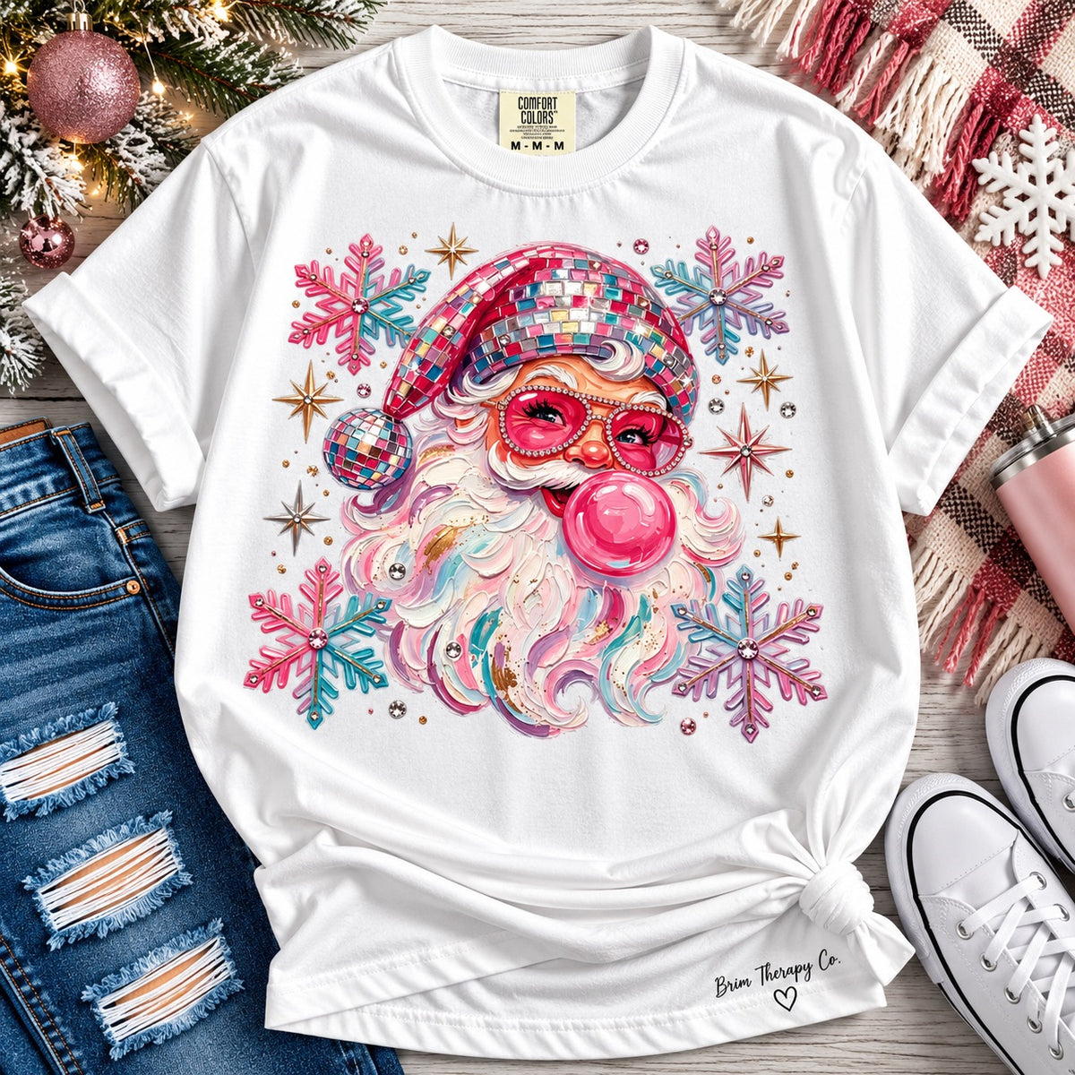 Disco Santa Christmas Graphic Tee