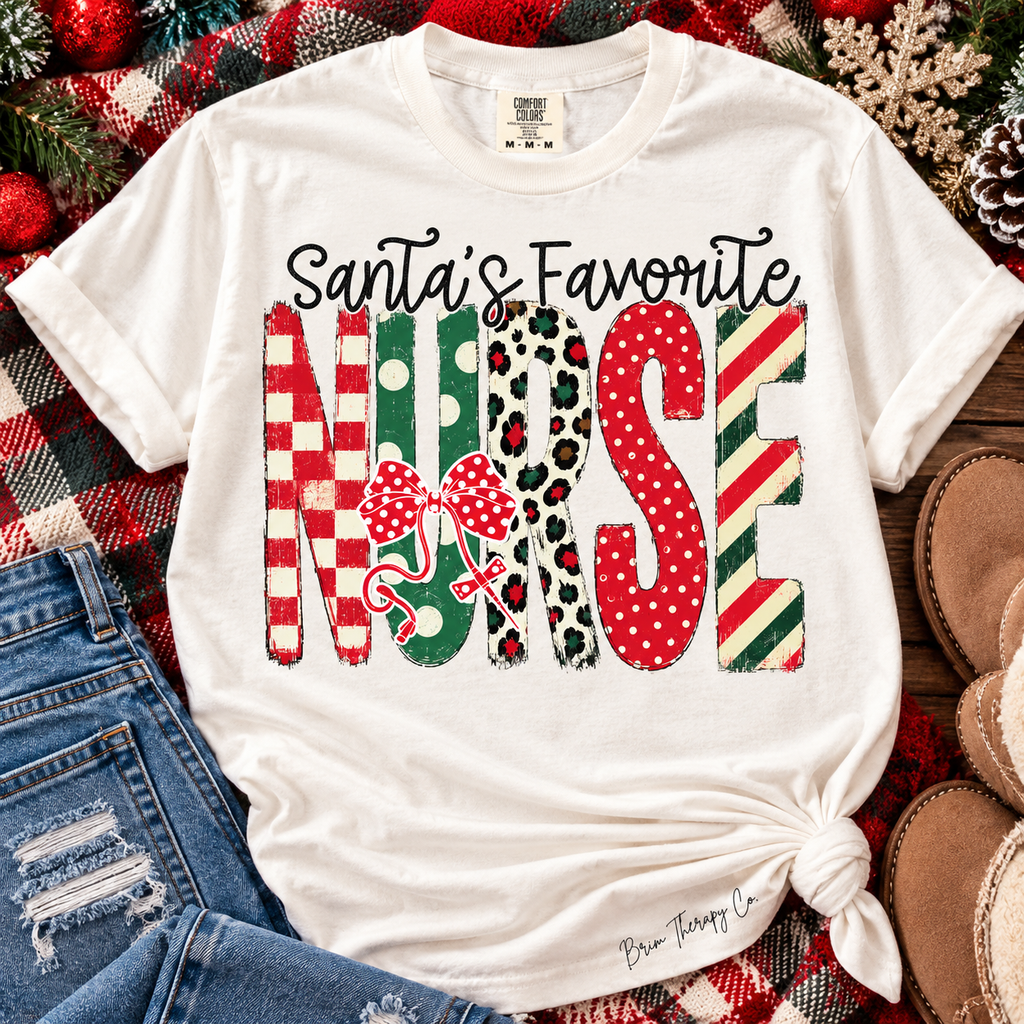 Santa’s Favorite Nurse Christmas Graphic Tee