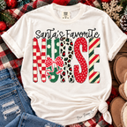 Santa’s Favorite Nurse Christmas Graphic Tee