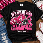 Alabama Crimson Tide We Wear Pink Football Graphic Tee