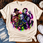 Horror Icons Neon Splatter Halloween Graphic Tee