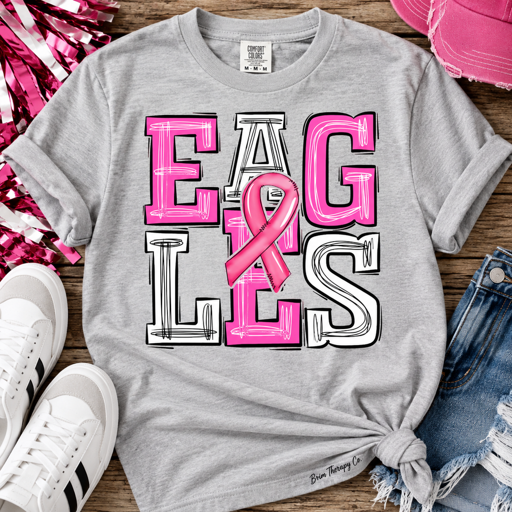 Eagles Pink Ribbon Breast Cancer Awareness Graphic Tee