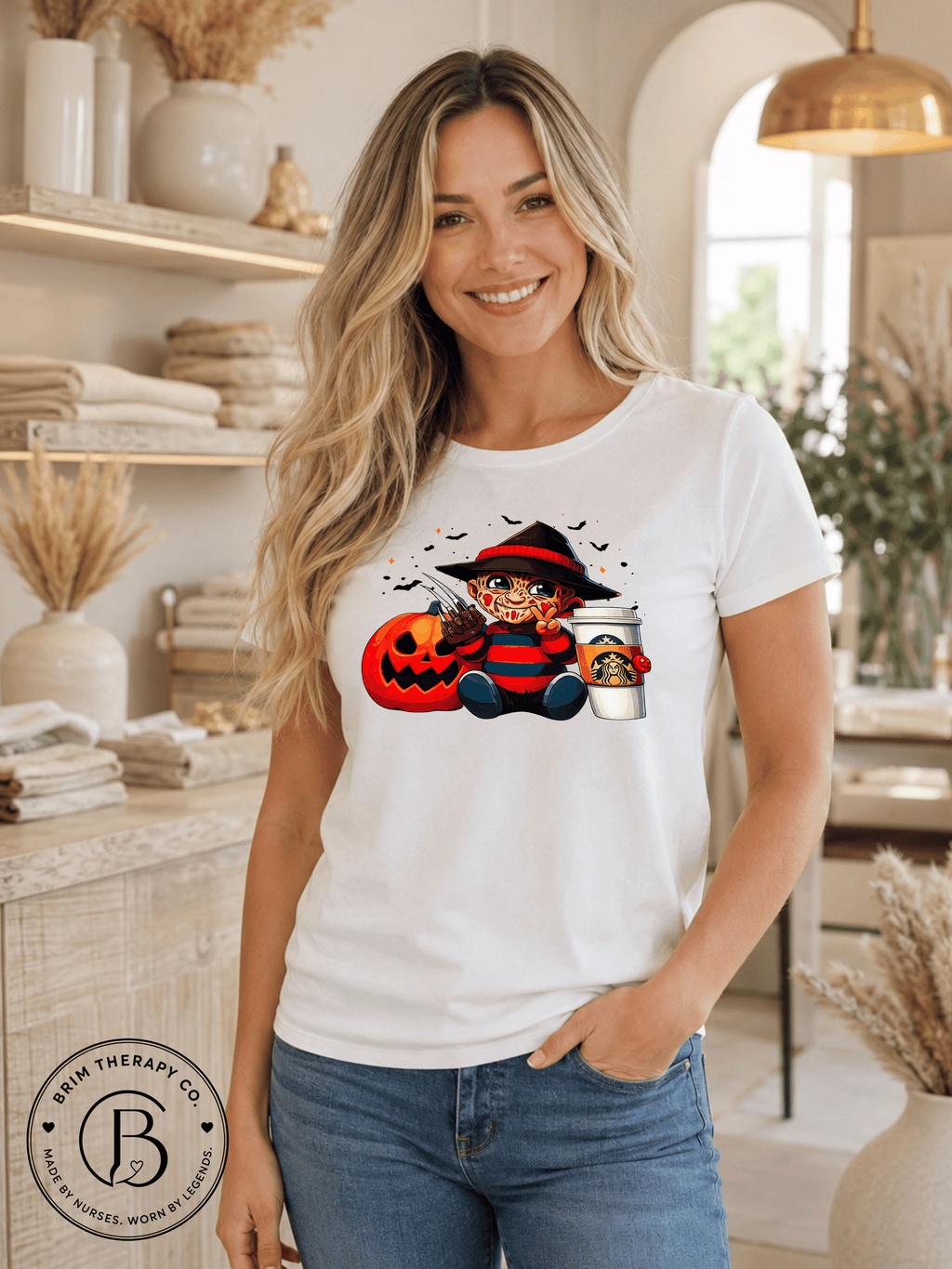 SEHL1039: Nightmare Fuel & Coffee Freddy Halloween Tee